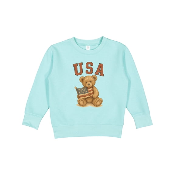 Inktastic Patriotic USA Teddy Bear with American Flag Toddler Sweatshirt