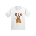 thumbnail image 1 of Inktastic Patriotic USA Teddy Bear with American Flag Youth T-Shirt, 1 of 5