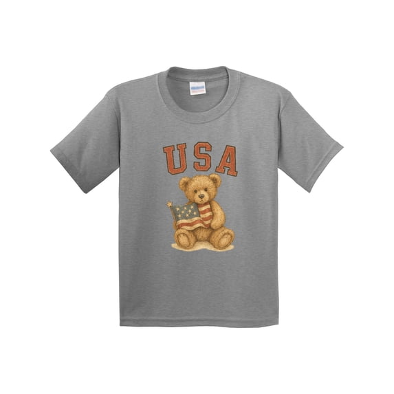 Inktastic Patriotic USA Teddy Bear with American Flag Youth T-Shirt