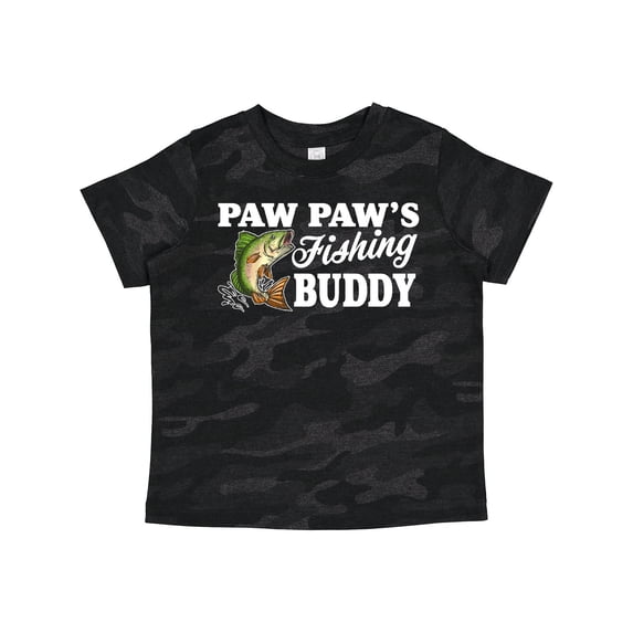 Inktastic Paw Paw's Fishing Buddy with White Text Boys Toddler T-Shirt