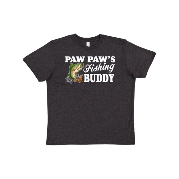Inktastic Paw Paw's Fishing Buddy with White Text Youth T-Shirt