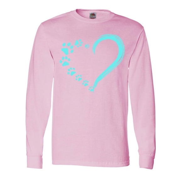 Inktastic Paw Print Heart Long Sleeve T-Shirt