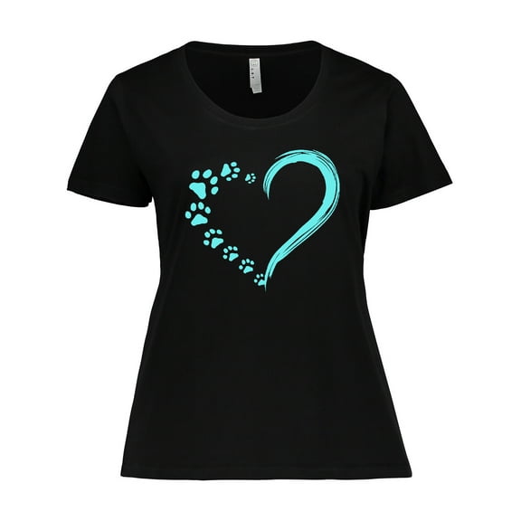 Inktastic Paw Print Heart Women's Plus Size T-Shirt