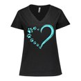 thumbnail image 1 of Inktastic Paw Print Heart Women's Plus Size V-Neck T-Shirt, 1 of 5