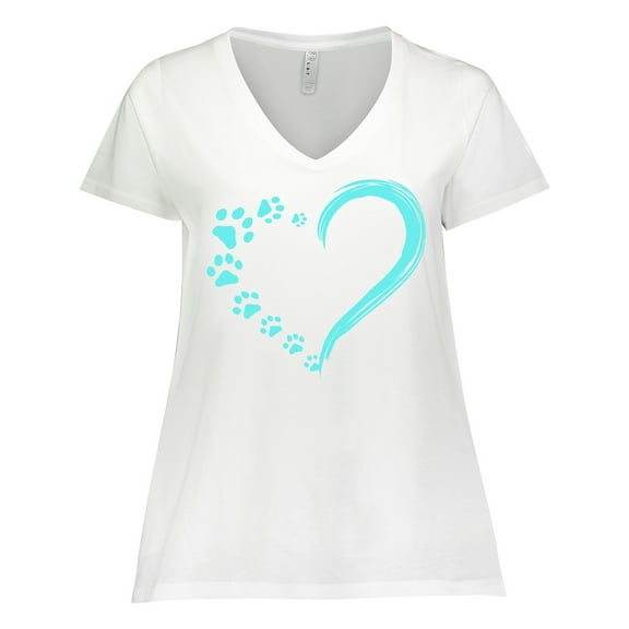Inktastic Paw Print Heart Women's Plus Size V-Neck T-Shirt