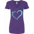 thumbnail image 1 of Inktastic Paw Print Heart Women's V-Neck T-Shirt, 1 of 5