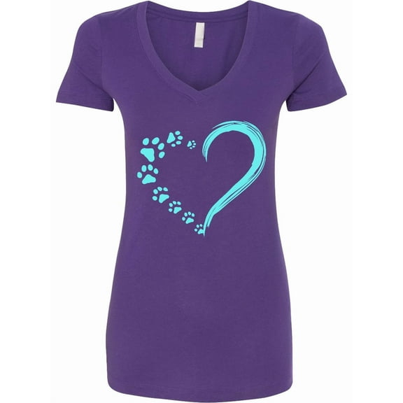 Inktastic Paw Print Heart Women's V-Neck T-Shirt