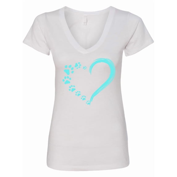 Inktastic Paw Print Heart Women's V-Neck T-Shirt
