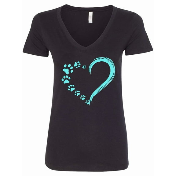 Inktastic Paw Print Heart Women's V-Neck T-Shirt