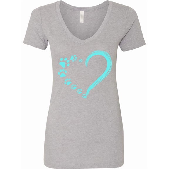 Inktastic Paw Print Heart Women's V-Neck T-Shirt