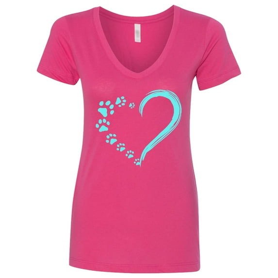 Inktastic Paw Print Heart Women's V-Neck T-Shirt