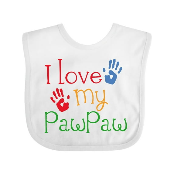 Inktastic PawPaw Grandkids Handprints Boys or Girls Baby Bib