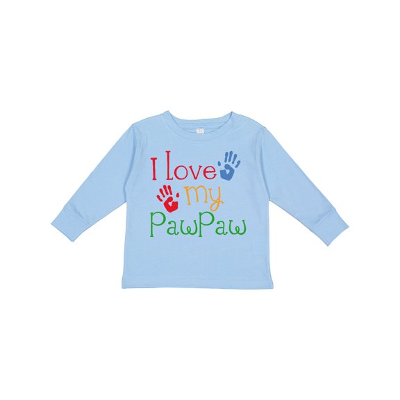 Inktastic Pawpaw Grandkids Handprints Boys or Girls Long Sleeve Toddler T-Shirt