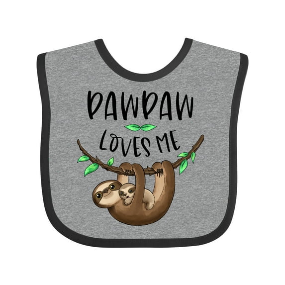 Inktastic Pawpaw Loves Me Cute Sloth and Baby Boys or Girls Baby Bib