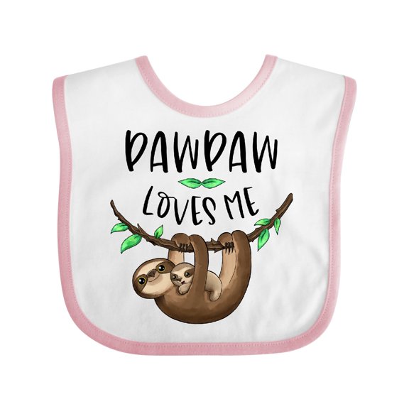 Inktastic Pawpaw Loves Me Cute Sloth and Baby Boys or Girls Baby Bib