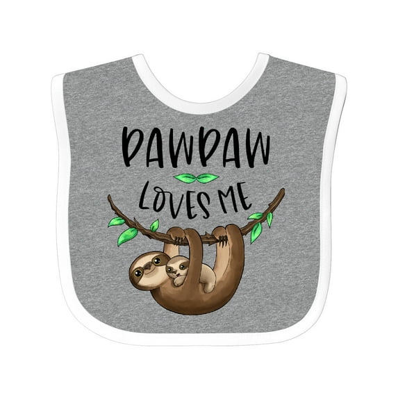 Inktastic Pawpaw Loves Me Cute Sloth and Baby Boys or Girls Baby Bib