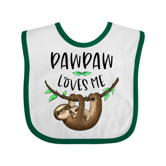 Inktastic Pawpaw Loves Me Cute Sloth and Baby Boys or Girls Baby Bib