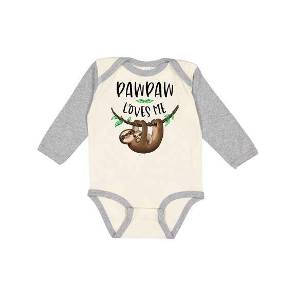 Inktastic Pawpaw Loves Me Cute Sloth and Baby Boys or Girls Long Sleeve Baby Bodysuit