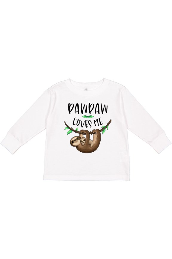 Pawpaw Loves Me Cute Sloth and Baby Boys or Girls Long Sleeve Toddler T-Shirt