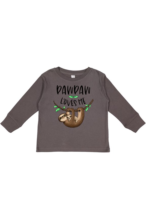 Pawpaw Loves Me Cute Sloth and Baby Boys or Girls Long Sleeve Toddler T-Shirt