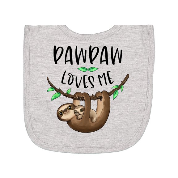 Inktastic Pawpaw Loves Me Cute Sloth and Baby Newborn Bib