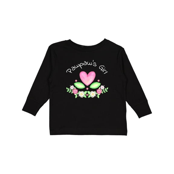 Inktastic Pawpaw's Girl Heart Flowers Girls Long Sleeve Toddler T-Shirt