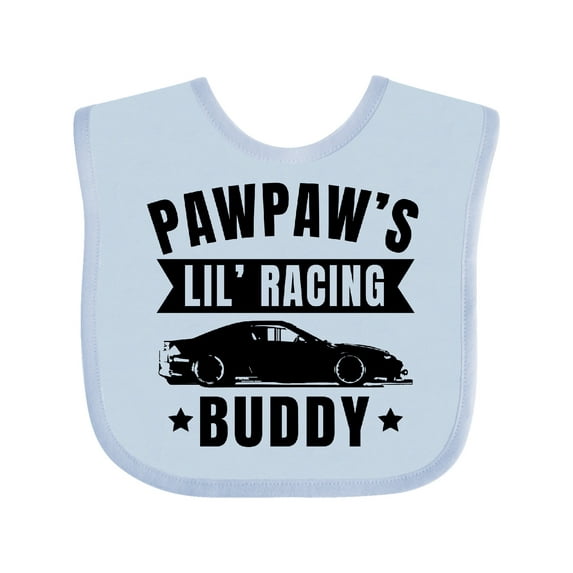 Inktastic Pawpaw's Lil' Racing Buddy with Car Silhouette Boys or Girls Baby Bib