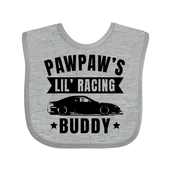 Inktastic Pawpaw's Lil' Racing Buddy with Car Silhouette Boys or Girls Baby Bib