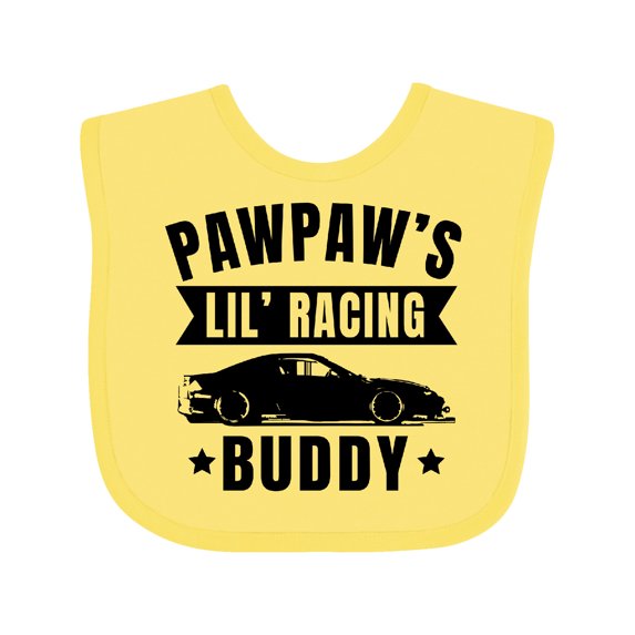 Inktastic Pawpaw's Lil' Racing Buddy with Car Silhouette Boys or Girls Baby Bib