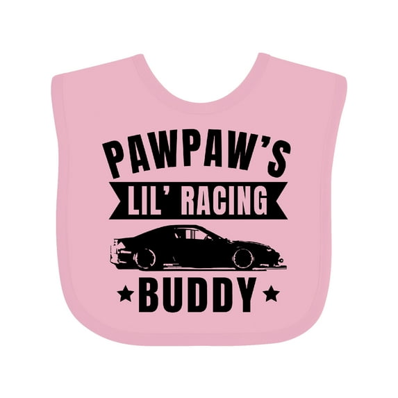 Inktastic Pawpaw's Lil' Racing Buddy with Car Silhouette Boys or Girls Baby Bib