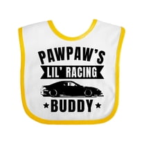 Inktastic Pawpaw's Lil' Racing Buddy with Car Silhouette Boys or Girls Baby Bib
