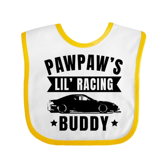 Inktastic Pawpaw's Lil' Racing Buddy with Car Silhouette Boys or Girls Baby Bib
