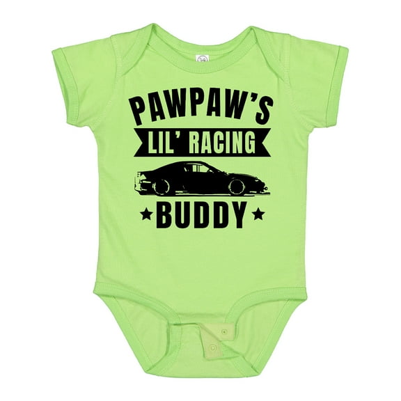 Inktastic Pawpaw's Lil' Racing Buddy with Car Silhouette Boys or Girls Baby Bodysuit