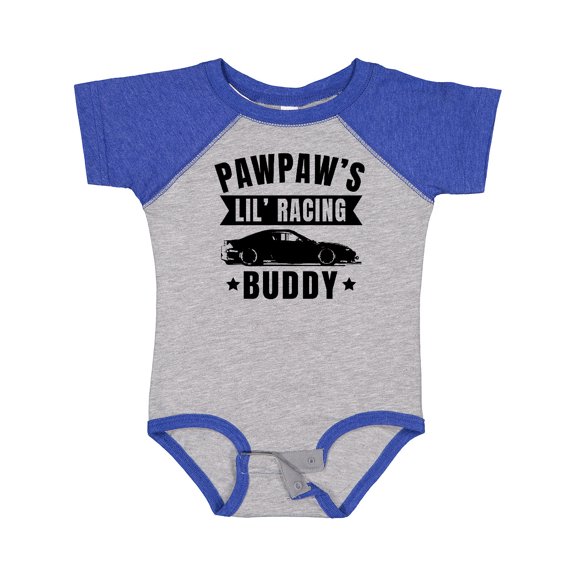 Inktastic Pawpaw's Lil' Racing Buddy with Car Silhouette Boys or Girls Baby Bodysuit