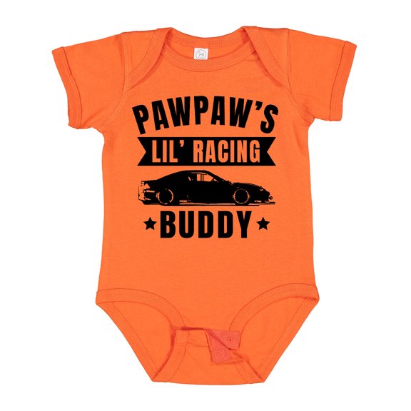 Inktastic Pawpaw's Lil' Racing Buddy with Car Silhouette Boys or Girls Baby Bodysuit