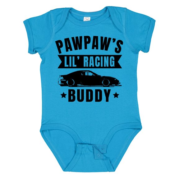 Inktastic Pawpaw's Lil' Racing Buddy with Car Silhouette Boys or Girls Baby Bodysuit
