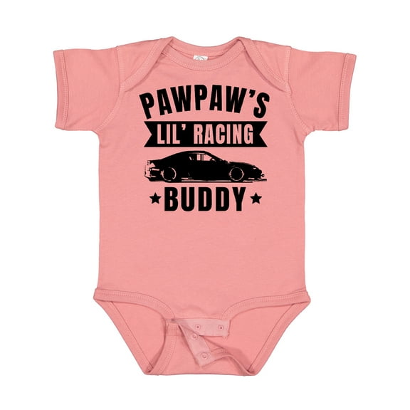 Inktastic Pawpaw's Lil' Racing Buddy with Car Silhouette Boys or Girls Baby Bodysuit