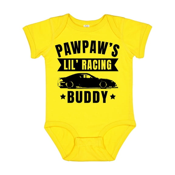 Inktastic Pawpaw's Lil' Racing Buddy with Car Silhouette Boys or Girls Baby Bodysuit