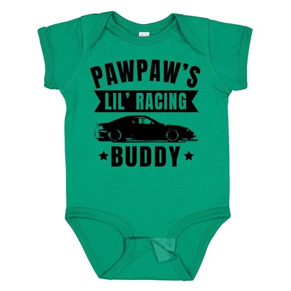 Inktastic Pawpaw's Lil' Racing Buddy with Car Silhouette Boys or Girls Baby Bodysuit