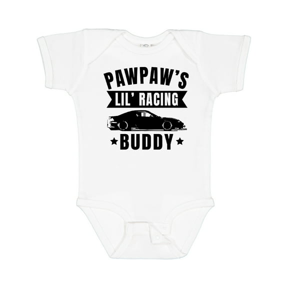 Inktastic Pawpaw's Lil' Racing Buddy with Car Silhouette Boys or Girls Baby Bodysuit