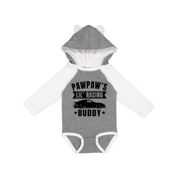 Inktastic Pawpaw's Lil' Racing Buddy with Car Silhouette Boys or Girls Long Sleeve Baby Bodysuit