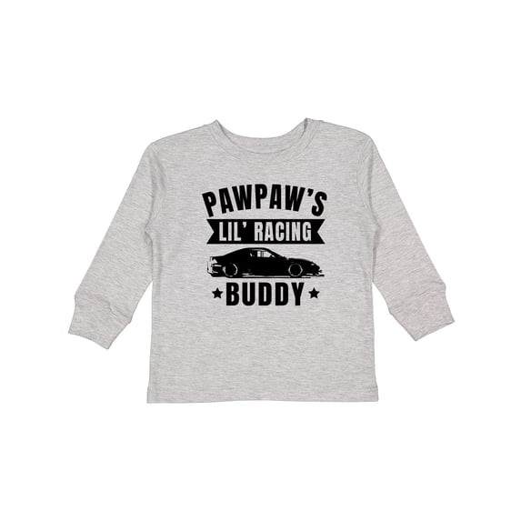 Inktastic Pawpaw's Lil' Racing Buddy with Car Silhouette Boys or Girls Long Sleeve Toddler T-Shirt