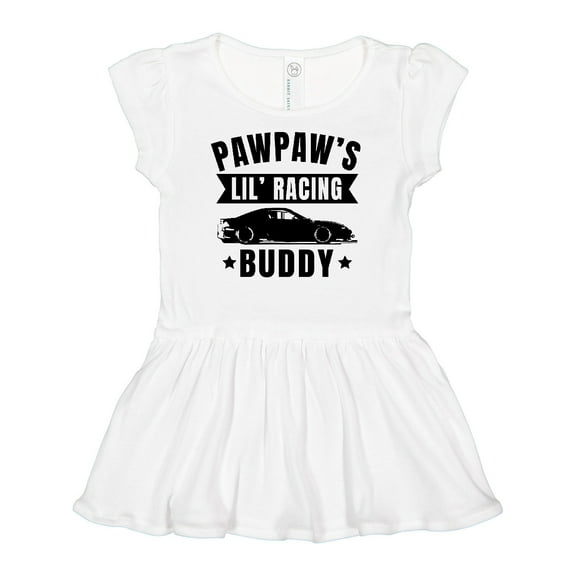 Inktastic Pawpaw's Lil' Racing Buddy with Car Silhouette Girls Baby Dress