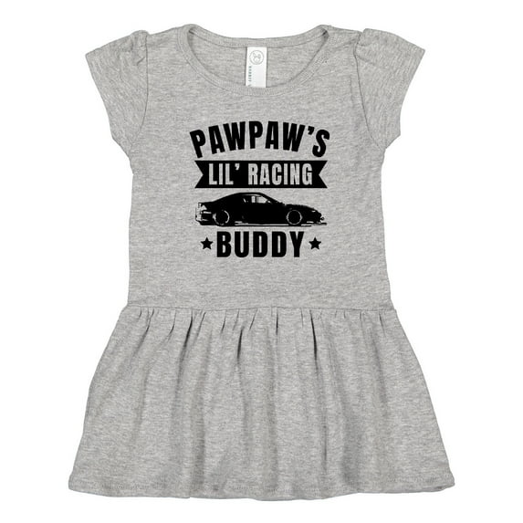 Inktastic Pawpaw's Lil' Racing Buddy with Car Silhouette Girls Toddler Dress