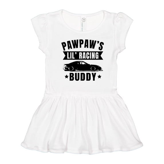 Inktastic Pawpaw's Lil' Racing Buddy with Car Silhouette Girls Toddler Dress