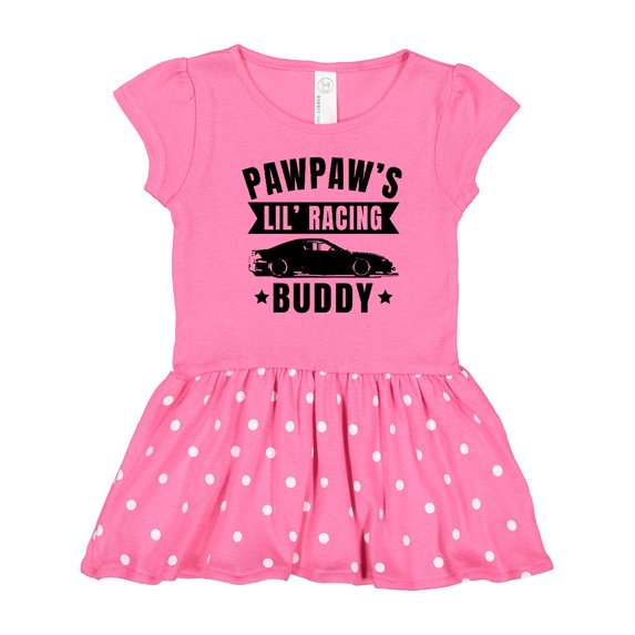 Inktastic Pawpaw's Lil' Racing Buddy with Car Silhouette Girls Toddler Dress