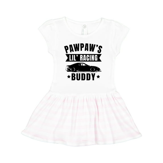 Inktastic Pawpaw's Lil' Racing Buddy with Car Silhouette Girls Toddler Dress