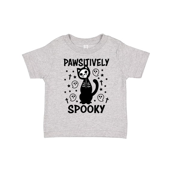 Inktastic Pawsitively Spooky Skeleton Cat with Ghosts and Crosses Boys or Girls Toddler T-Shirt