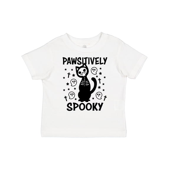 Inktastic Pawsitively Spooky Skeleton Cat with Ghosts and Crosses Boys or Girls Toddler T-Shirt