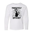 thumbnail image 1 of Inktastic Pawsitively Spooky Skeleton Cat with Ghosts and Crosses Long Sleeve Youth T-Shirt, 1 of 5